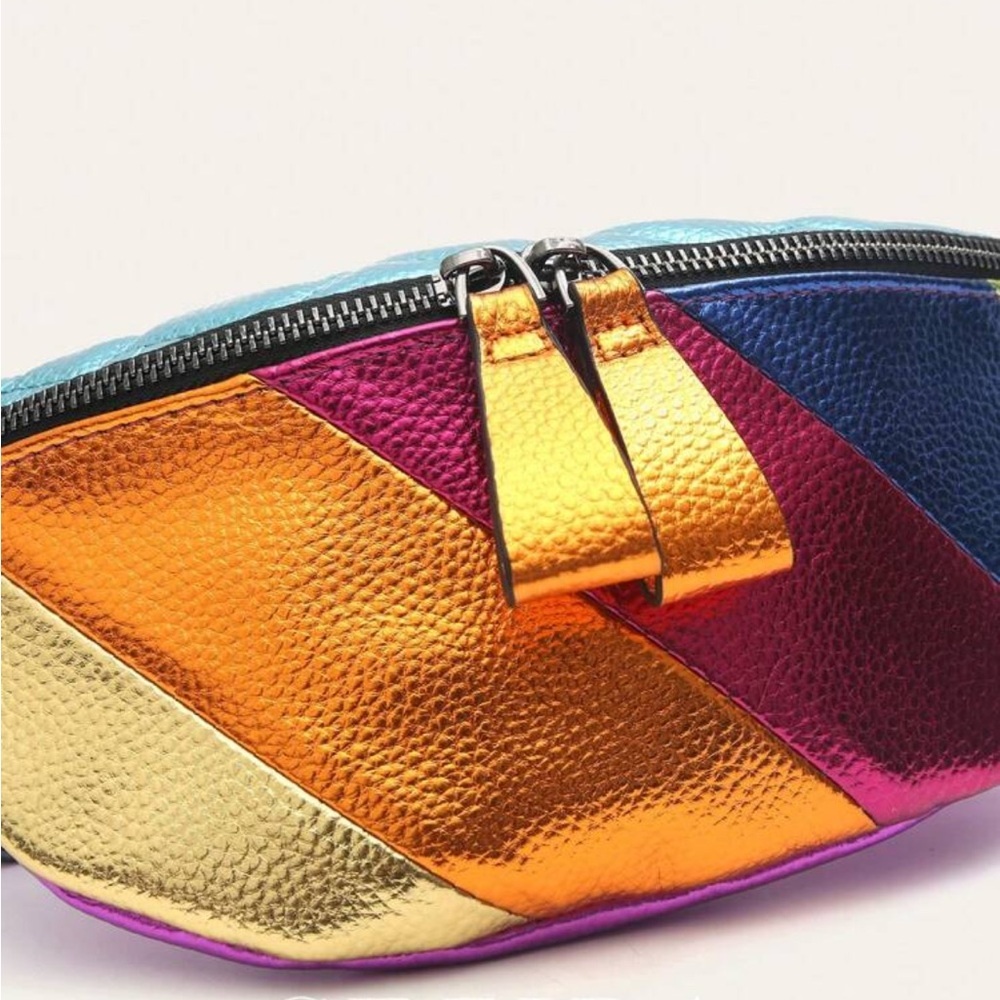 Vibrant Multicolor Patchwork Leather Crossbody Belt Bag - Picture 4 of 10